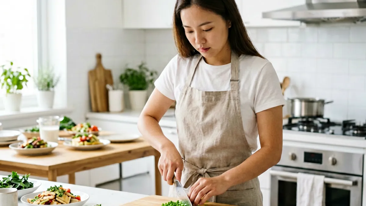 嫂子吧精选故事合集，一位女性在厨房忙碌准备家庭聚餐的生活场景